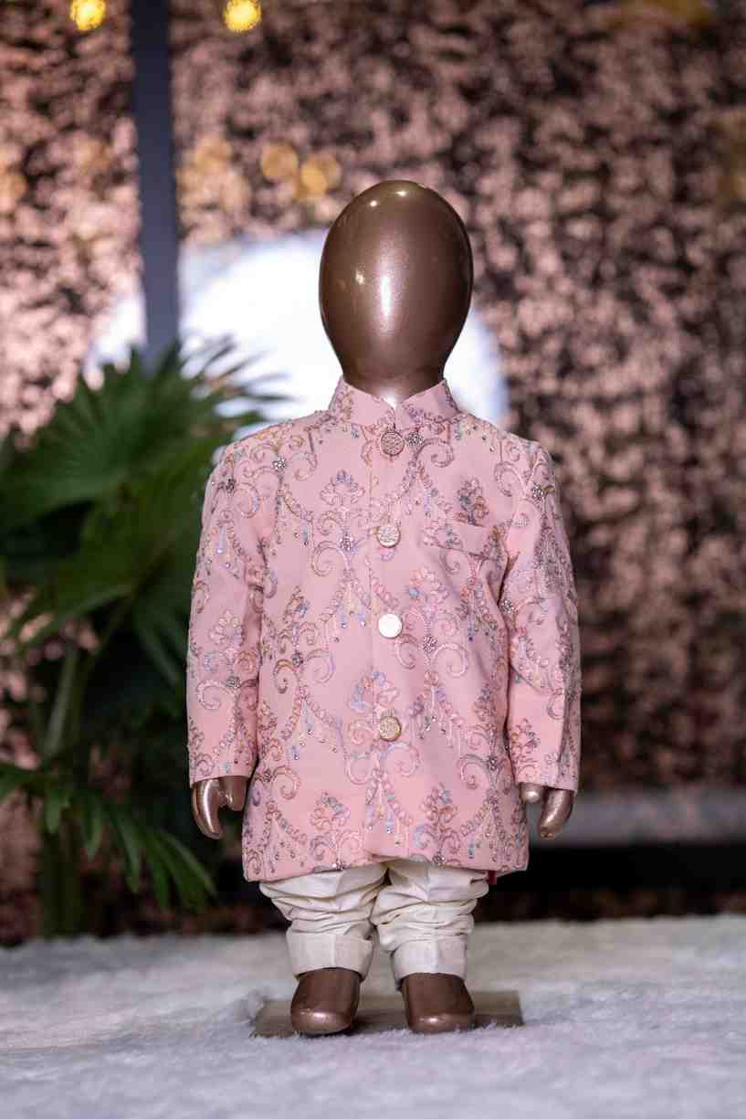 Peach Jodhpuri Embroidered Baby Set