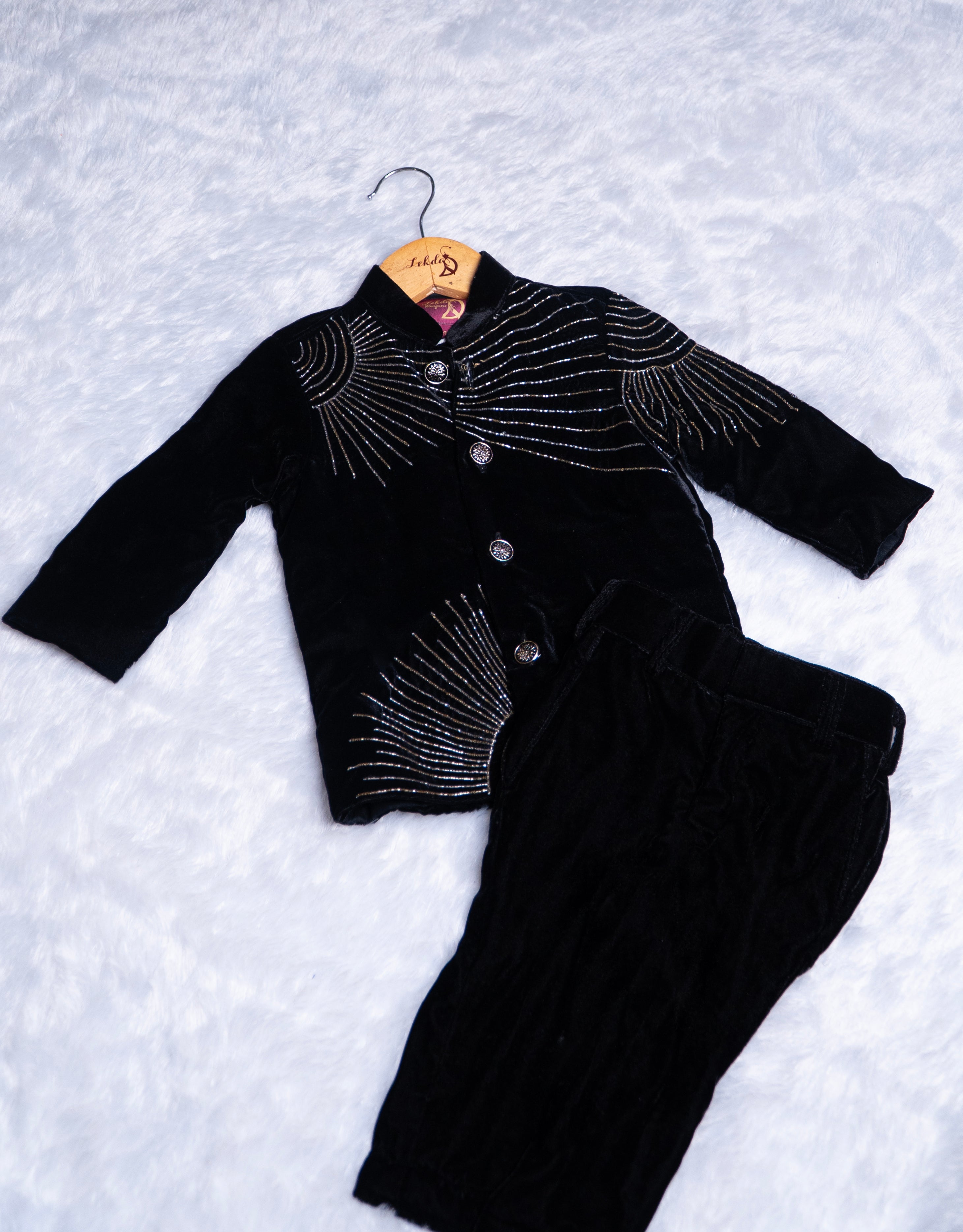 Black Velvet Jodhpuri Baby Suit