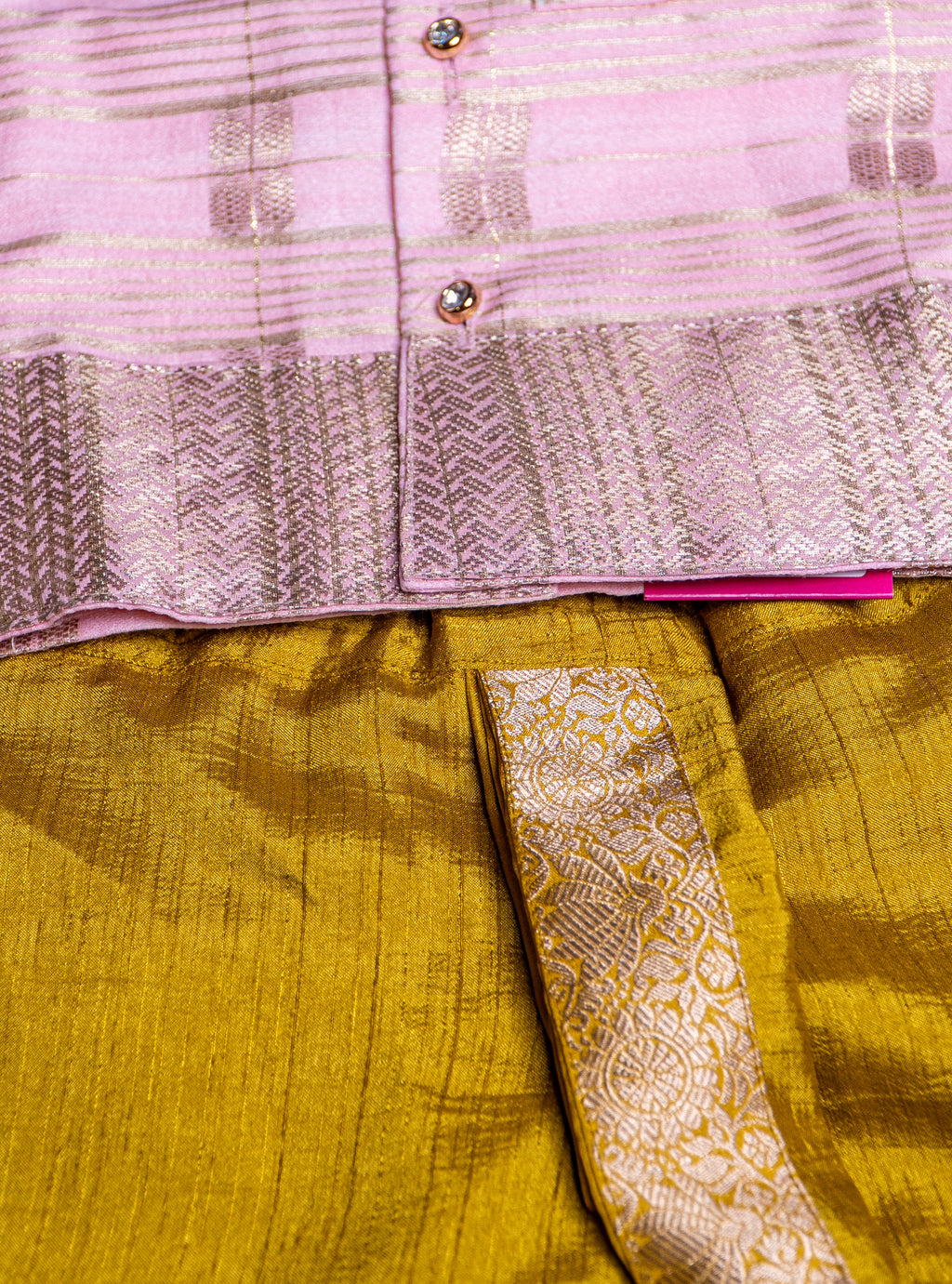 Peach Banarasi Silk Baby Dhoti Set