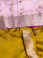 Peach Banarasi Silk Baby Dhoti Set