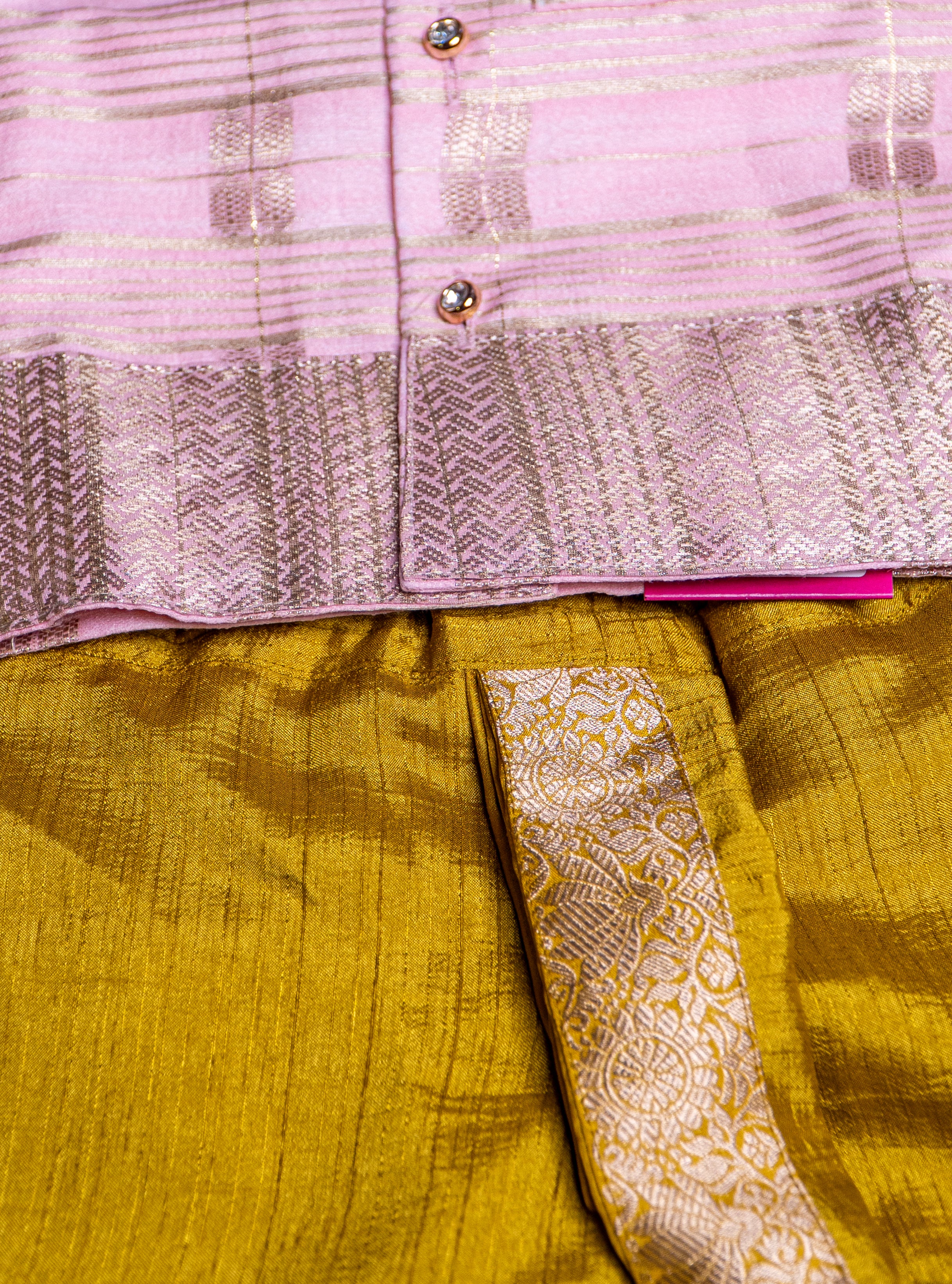 Peach Banarasi Silk Baby Dhoti Set