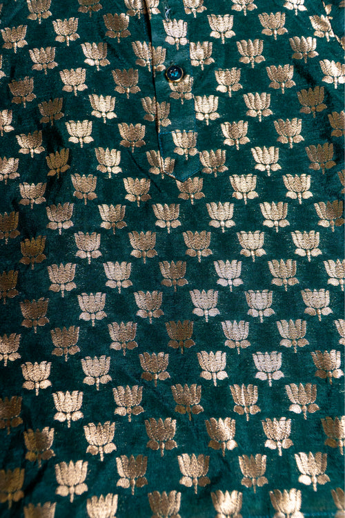 Bottle Green Gold Dhoti Kurta Set