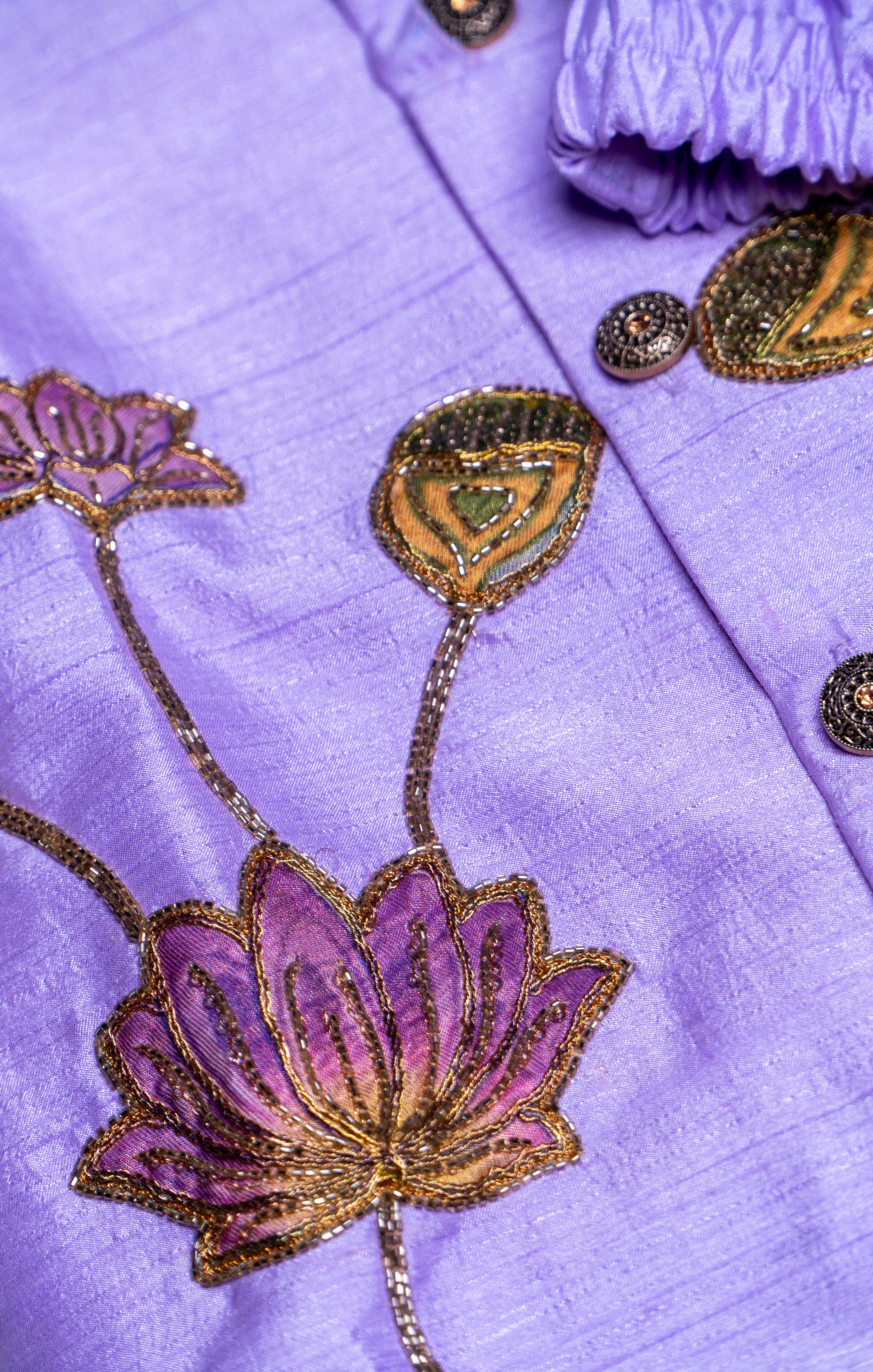 Lavender Silk Sherwani Kids Set