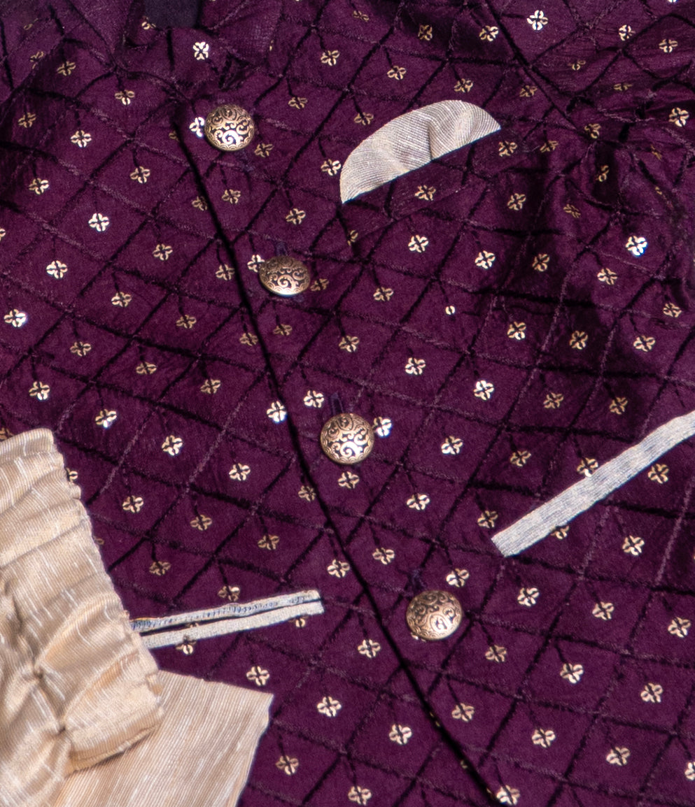 Wine Silk Kurta Pajama Infant Set