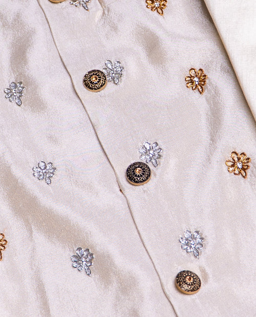 Cream Sherwani Maggam Festive Set