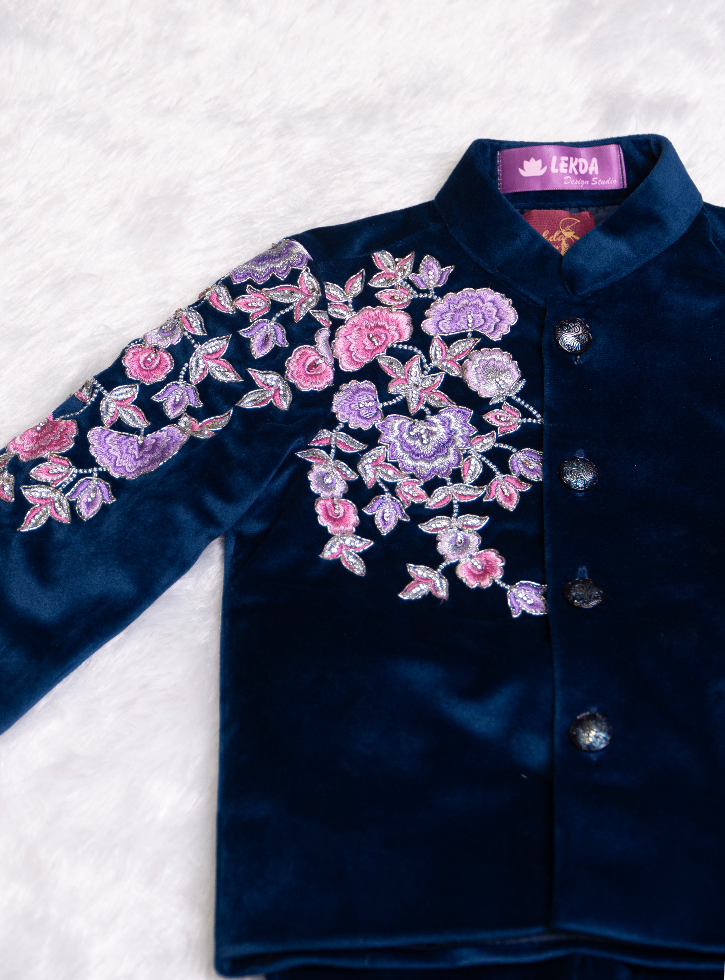 Royal Blue Velvet Jodhpuri Set